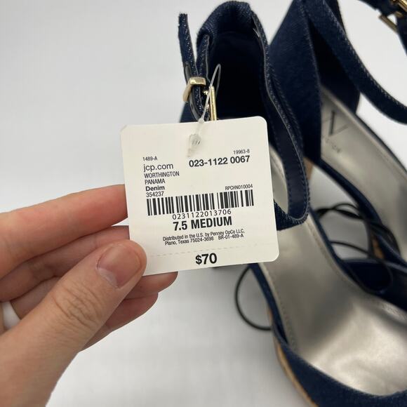 Worthington Womens Panama Block Heel Pumps Denim Size 7.5M - Picture 5 of 11
